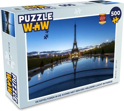 Puzzel De Eiffeltoren in de avond met een erg heldere lucht in Parijs - Legpuzzel - Puzzel 500 stukjes