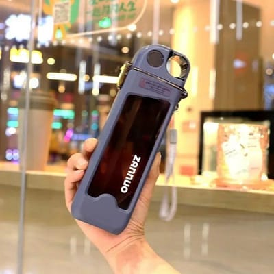 Bouteille d'eau en plastique 350 ml avec tasse carrée étanche, bouteille de sport, couvercle verrouillable et mesures pour les sports de plein air, tasse de voyage 350ML