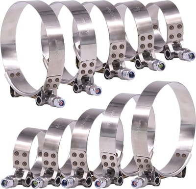 Hoge kwaliteit T-boutslangenklemmen voor turbozuigslangen, zachte slangen en koelers - Set van 10, 5 maten 38-94 mm