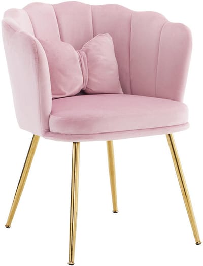BLACKCOLORS Set van 2 moderne fluwelen fauteuils, badkamerstoelen, gestoffeerde stoelen met bloembladvormige rugleuning, vergulde metalen poten en vlinderkussens voor de slaapkamer-eetkamer