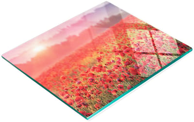 Decoratieve serveerplank van glas met afbeelding van een klaproosveld, 60x52 cm