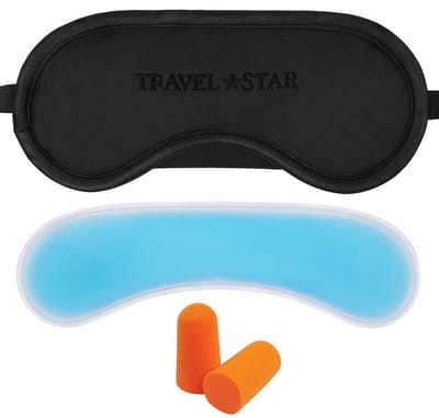 TravelStar Slaapmasker met Uitneembare Gel Coolingpad & Oordopjes – Comfortabel, Wasbaar & Ideaal voor Reizen