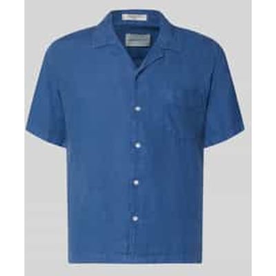 regular fit linnen overhemd met borstzak en labelstitching