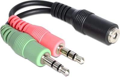 DeLOCK Headset Adapter 1 x 3.5 mm 4 pin Stereo jack female > 2 x 3.5 mm 3 pin Stereo jack male (CTIA pin assignment)