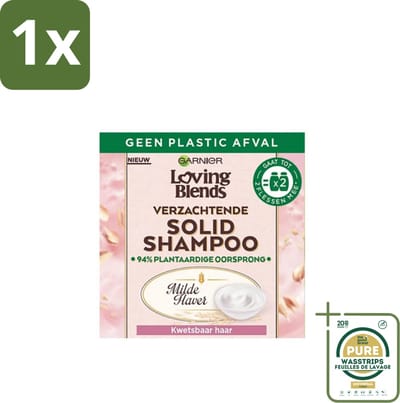 1 x Garnier - Loving Blends Milde Haver - Solid Shampoo Bar - Kwetsbaar Haar - 60 g- Shampoo Bar - Milde Shampoo - Kwetsbaar Haar - Haarverzorging - Duurzaam Haarverzorging