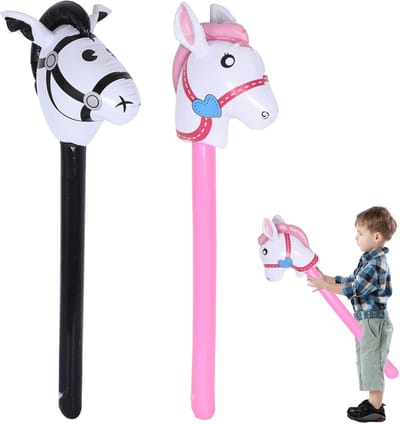 2x Opblaasbaar Steekpaard voor Kinderen - 95 cm - Partyspel Speelgoed & Verjaardag Decoratie