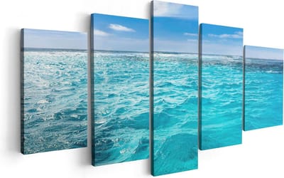 Artaza Canvas Schilderij Vijfluik Blauwe Caribische Zee Water  - 100x50 - Foto Op Canvas - Canvas Print