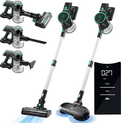 AG4100+ Steelstofzuiger Draadloos – Met Dweilfunctie 2 in 1 – Velvet Green – Krachtige Stofzuiger Zonder Zak – Geschikt voor Dierenharen – Compact & Lichtgewicht Kruimeldief