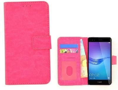 Fashion Roze Wallet Bookcase Hoesje Geschikt voor Huawei Y6 Pro 2017