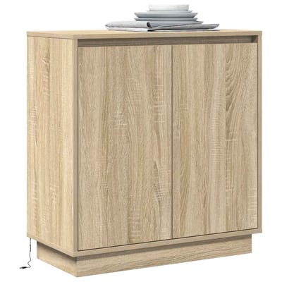 vidaXL - LED - Dressoir - Sonoma - Eiken - 71 - x - 34,5 - x - 75 - cm - Bewerkt - hout