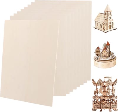 10 Pieces Poplar Plywood Sheet A4, Wooden Plate 300 x 210 x 5mm, Craft Wood for Laser Cutting Engraving Model Making - ShopVlot