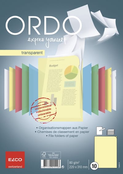 Elco Ordo Classico Transparant L-map Papier FSC A4 80 g/m² geel 10 stuks