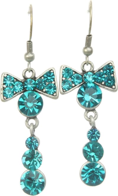 Behave - Oorhangers strikvorm turquoise steentjes - Retro feeststijl