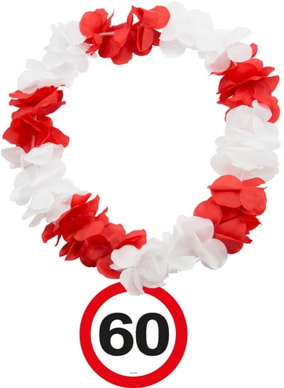 60 Jaar verjaardag - krans - hals slinger - verkeersbord thema - bloemenslinger - leeftijden