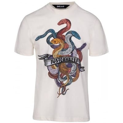 T-shirt homme Just Cavalli nouveau cœur serpent - Taille: XXL white