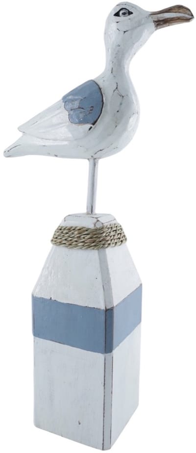 Houten meeuw Siem wit/blauw 40x20 cm