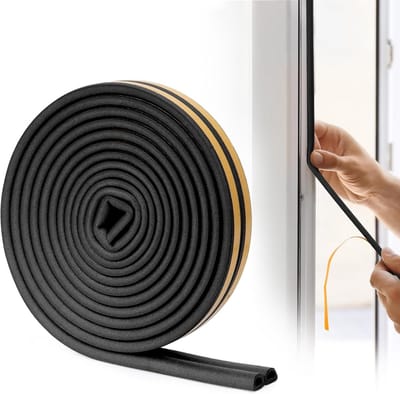 D-profiel afdichtingsstrip, tochtstrip voor deuren en ramen met sterke hechting, geluidsisolatie en weersbestendigheid, 6 meter (zwart)