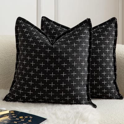 Kussenhoezen Set - Decoratieve Hoezen - Woonkamer Aankleden - Geweven Textuur - 40x40 cm - Zwart