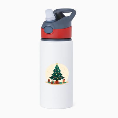 Hacebo® - Kerst kerstboom waterfles met rietje rood - Kerstmis - Kerst beker - winter - kerst - christmas - kerst cadeau - water fles - 650ML