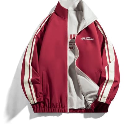 Veste réversible, nouveau style printemps-automne, veste double face, veste rayée à col montant pour homme 3XL white
