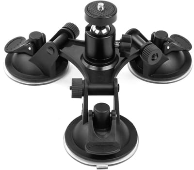 Allecto - Camera Zuignap - Drievoudige Zuignaphouder - 360 Graden Draaibaar - Universeel - Geschikt voor Actiecamera's - Ideaal voor Buitenopnames
