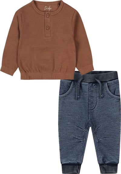 Dirkje - Kledingset - Joggingbroek Blauw - Sweater Bruin - Maat 56