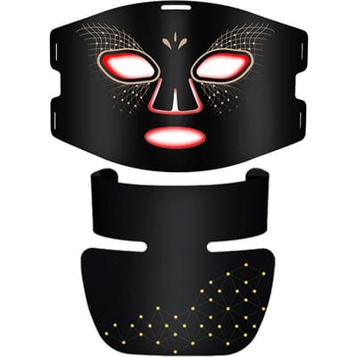 Photon Huidverjonger Gezicht en Hals Led Rood en Blauw Licht Masker Set Huishoudelijk Gezichtsmasker Instrument Grote Rij Licht black