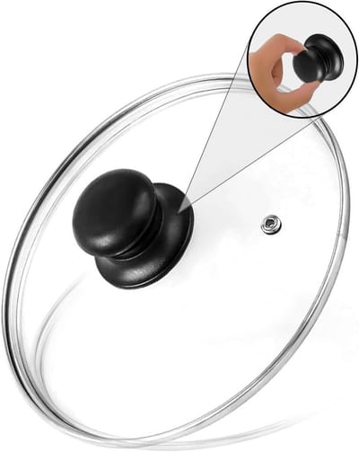 Transparant gehard glazen steelpan deksel met roestvrijstalen velg, stoomventilatie en hittebestendige handgreep voor steelpannen, woks en koekenpannen (24cm)