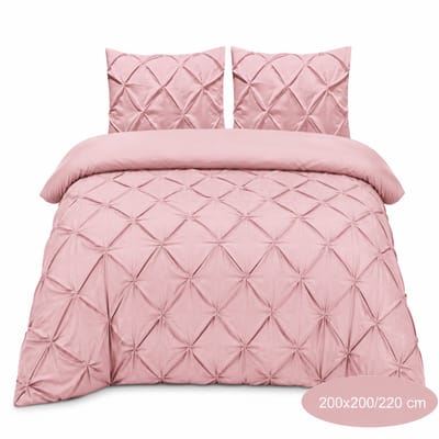 Luxe Geplooid dekbedovertrek - Roze - 200x200/220 - Ademend & Zacht - Hotel Chique - incl kussenslopen
