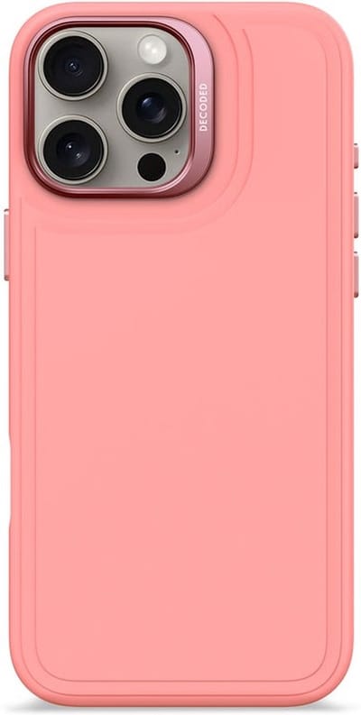 DECODED Siliconen Stacks Hoesje Geschikt voor iPhone 16 Pro Max - Premium Soft-Touch Materiaal - Antibacteriële Coating - Geschikt voor MagSafe - Bubble Gum Roze