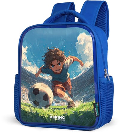 NoBoringSuitcases.com® - Rugzak blauw - Schooltas jongens - Stadion - Voetbal - Jongen - Schilderij - Kinder rugtas jongen - Boekentas kind - Kinderrugzak voor school - Schoolrugzak