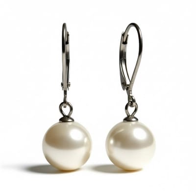Aramat Jewels - Oorhangers 10mm witte parel -Rvs Parel oorbellen dames
