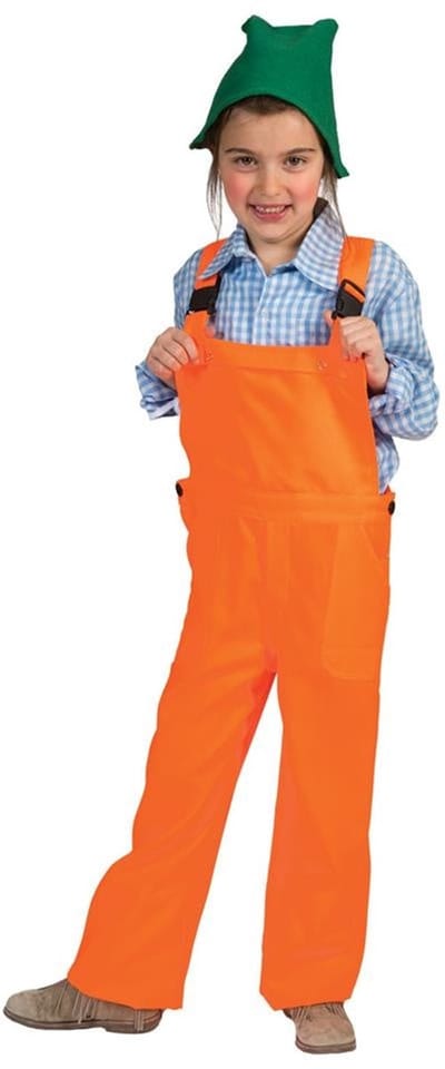 Funny Fashion - Bouwvakker & Trucker Kostuum - Oranje Kinder Werkmans Overall - Jongen - oranje - Maat 140 - Carnavalskleding - Verkleedkleding