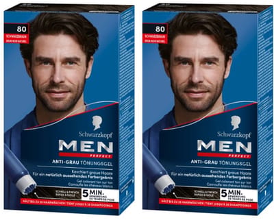 2 stuks Schwarzkopf Men Perfect 80 - Zwart-Bruin - haarkleuring - gel - haarverf mannen - just for men - grijs dekkend in 10 minuten