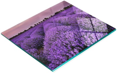 Decoratieve glazen serveerplank met lavendelmotief, 60x52 cm