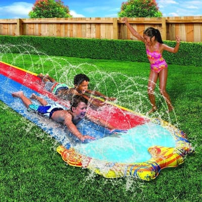 TIM® Buikschuifbaan - Waterbaan - Waterglijbaan - 488 x 147 - 2 Personen - ‎ Veelkleurig - 26cm x 8cm x 28cm