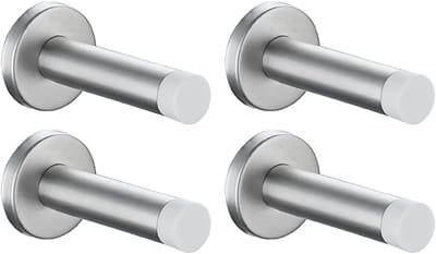 Deurstopper Set - Deur Beveiliger - Muur Bescherming - Geluiddempend Ontwerp - 4 Stuks - Geborsteld Staal