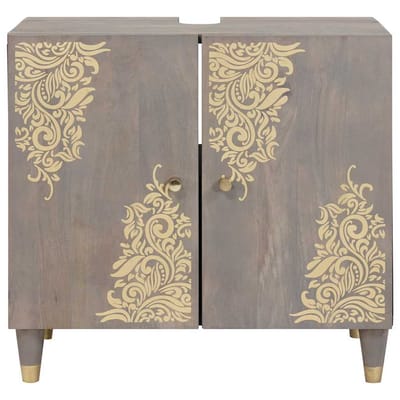 vidaXL - Wastafelkast - Grijs - 62 - x - 33 - x - 58 - cm - Massief - Mango - Hout