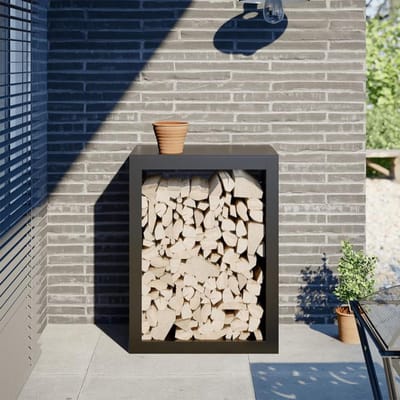 Brandhoutrek - Houtopslag - Haardhout Opslag - Robuust Staal - 60 x 40 x 80 cm - Zwart