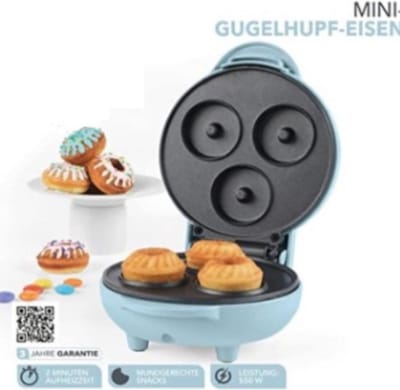 Donutmaker - Donut Bakvorm - 550W - Pastel blauw