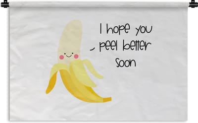 Wandkleed - Wanddoek - Beterschap - Quotes - Banaan - 180x120 cm - Wandtapijt