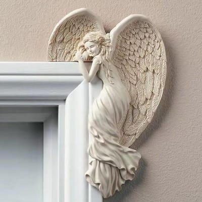 Engelenvleugels Hars Ambachtelijke Deur Frame Ornament Engel Gevleugelde Godin Hanger Binnen/buiten Tuin Deur Decoratie Thuis Geschenken Links Rechts Vleugels Left-(16x11x4.5cm)
