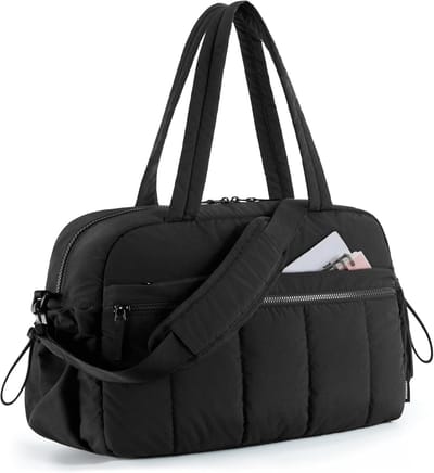 Opblaasbare reistas, sporttas, weekendtas voor dames (24 liter), waterafstotende reistas, handbagage, sporttas, ziekenhuistas, bevallingstas met PVC-natzak voor fitness,Zwart