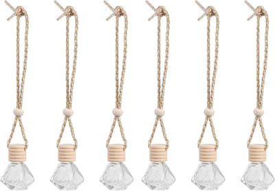 54 Stuks Lege Aroma Essentiële Olie Flessen voor Auto Diffuser - Mini Decoratie en Geurverspreider met Diamant Pendant