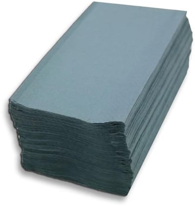 1 Laags Gerecyclede Papieren Handdoekjes Blauw V-gevouwen 20x21 cm Voordeelverpakking 20x200 Stuks