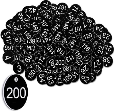 Dailygoods- Tafelnummers Set van 200 - Waterdichte ID-tags - Genummerde Tags - Kleine Schijven - Voor Buiten/Café/Restaurant - Nummerlabels