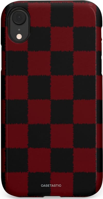 Casetastic hoesje geschikt voor Apple iPhone XR - Dubbellaagse bescherming - De Houthakker - Fashion Case - Zwart Bordeaux