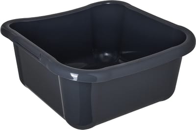 KADAX Rechthoekige wasbak, robuuste wasbak, waskom met comfortabele handgrepen, opbergcontainer, compacte reinigingsbak, kom (donkergrijs, 12 liter)
