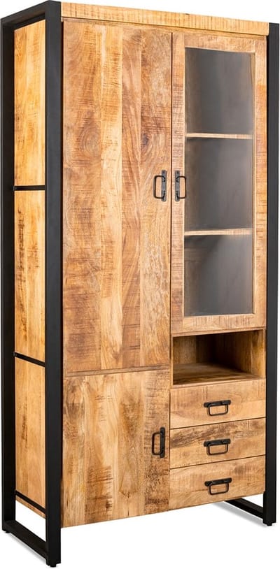 Vitrinekast Britt Links Mango metaal 100cm breed - Naturel