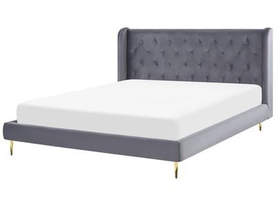 FORBACH - Tweepersoonsbed - Grijs - 180 x 200 cm - Fluweel